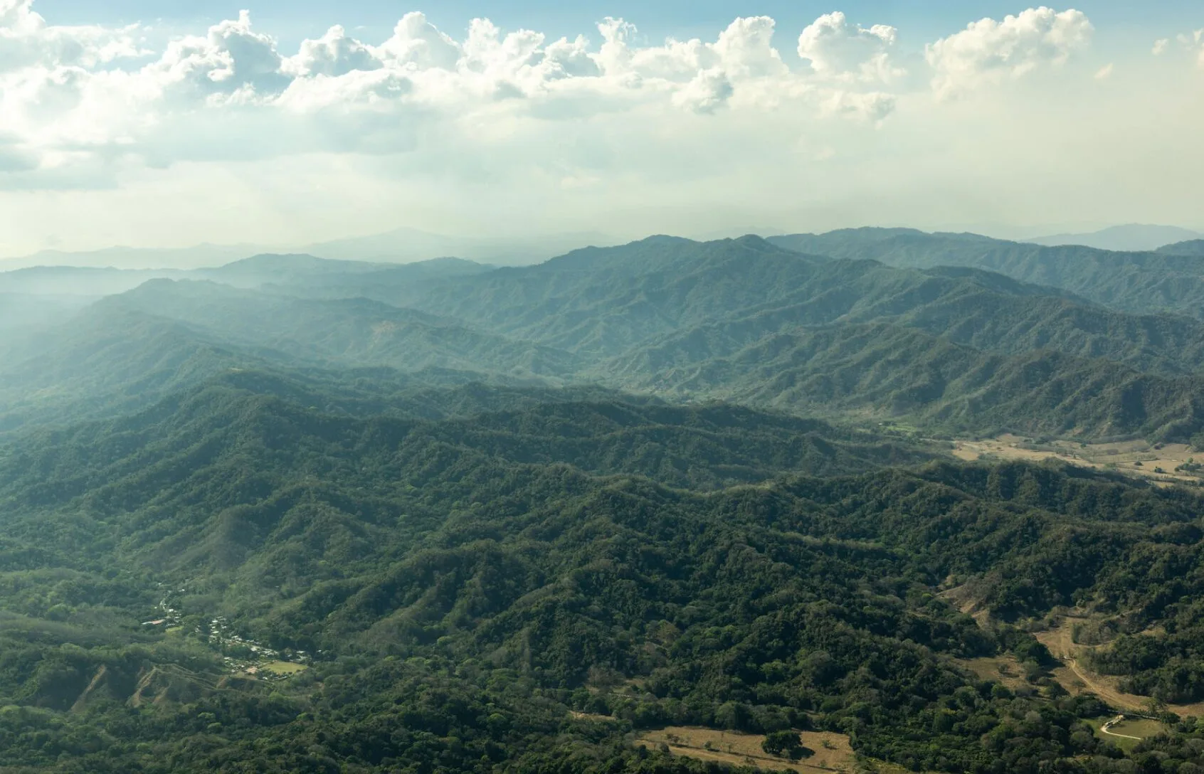 Aerial view of the green hills of the Nicoya Peninsula